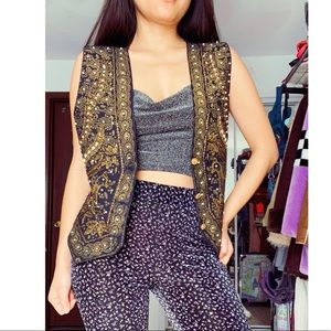 Sequined peacock vest